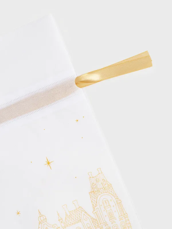 Мешок подарочный, 40х56 см, с завязками, полипропилен, белый, Домики и лошадь, Snow sparks, image-2