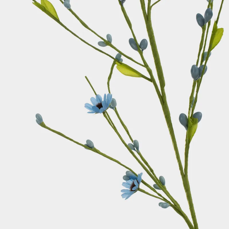 Ветка декоративная, 70 см, пластик/металл, Голубые цветы, Easter decor, image-3