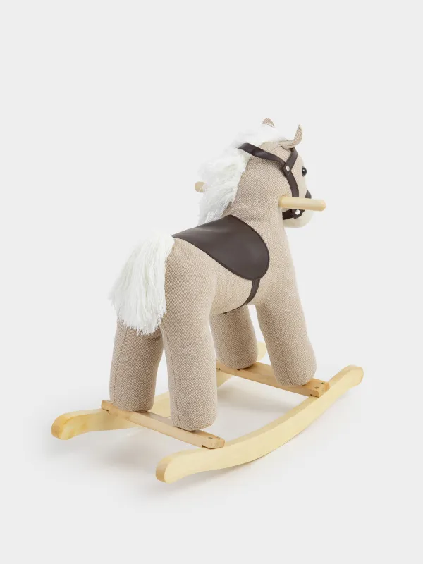 Качалка детская, 64х26х55 см, дерево/полиэстер, бежевая, Лошадка, Childhood, image-5