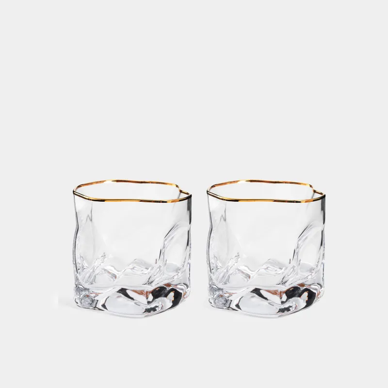 Стакан для виски, 245 мл, 2 шт, с золотистым кантом, Slalom gold