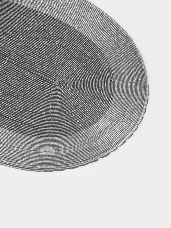 Салфетка под приборы, 31х41 см, бисер, овальная, темно-серая, Shiny beads, image-2