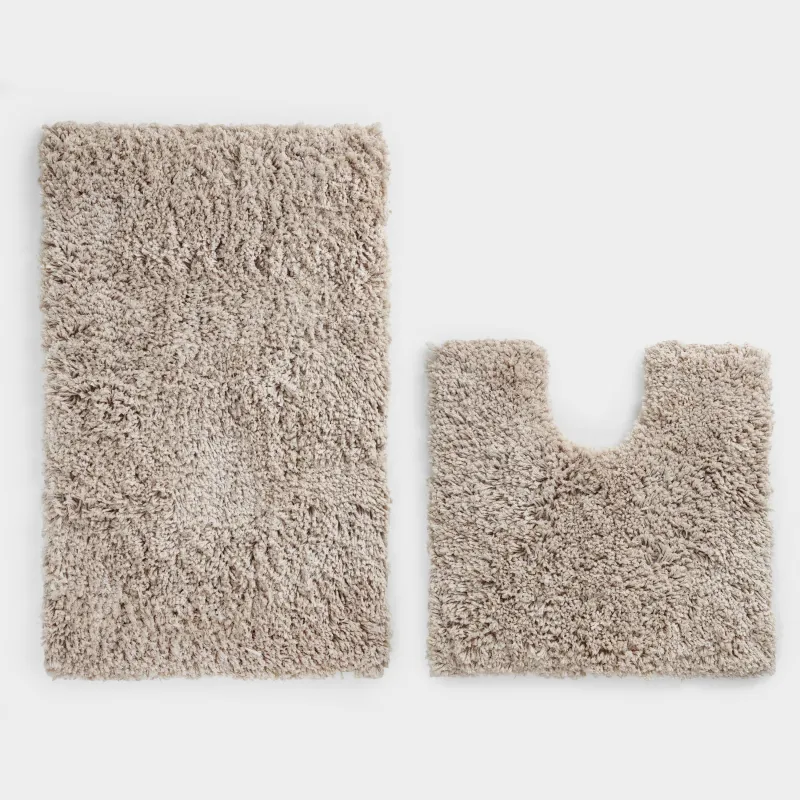 Коврик для ванной комнаты, 50x80/50x50 см, 2 шт, противоскользящий, полиэстер, песочный, Spark