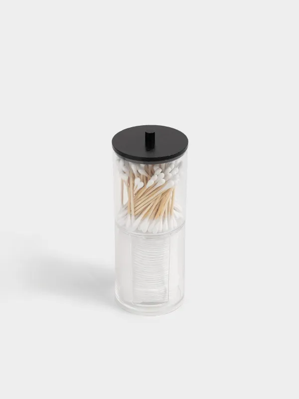 Контейнер с ватными дисками/палочками, пластик, Basic black, image-1