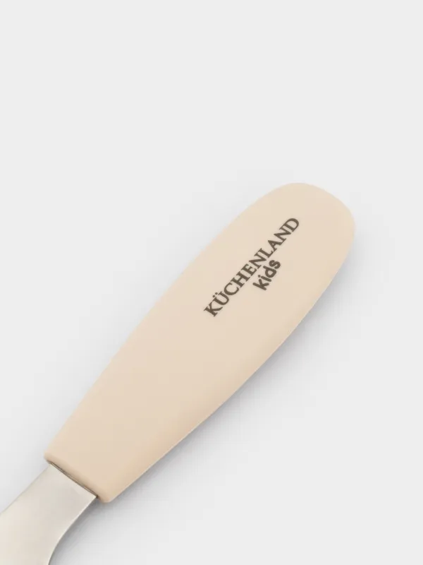 Вилка, детская, 14 см, сталь/силикон, бежевая, Kiddy, image-3