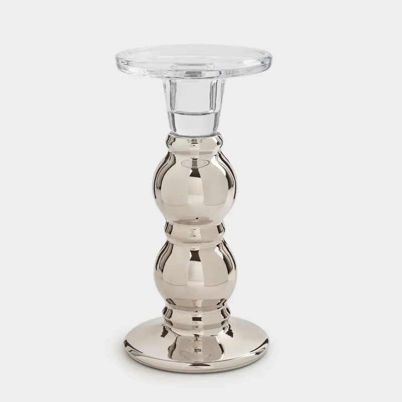 Подсвечник, 18 см, для одной свечи, на ножке, стекло, бронзовый, Clear color