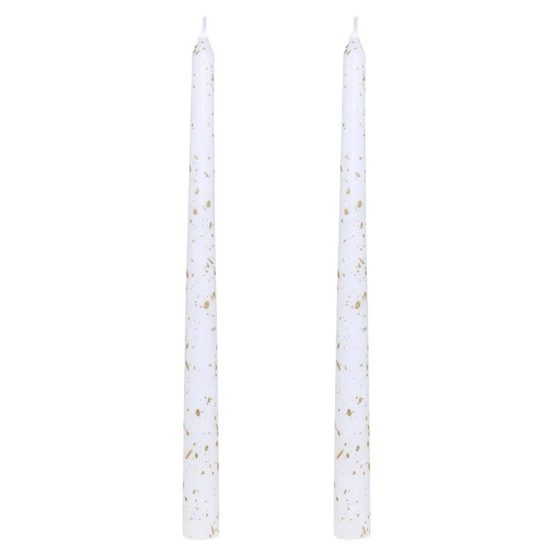 Свеча, 25 см, 2 шт, тонкая, молочная с блестками, Sparkle