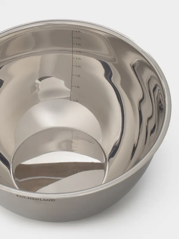 Миска, 3/4,5 л, 2 шт, с крышкой, антискользящее дно, сталь/пластик, бежевая, Terra new, image-6