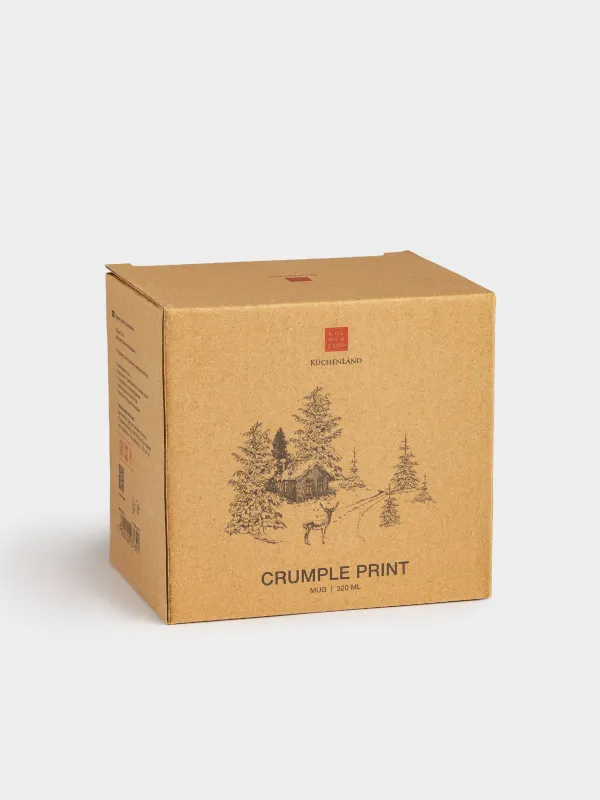 Кружка, 320 мл, керамика, белая, Олень у дома в лесу, Crumple print, image-5