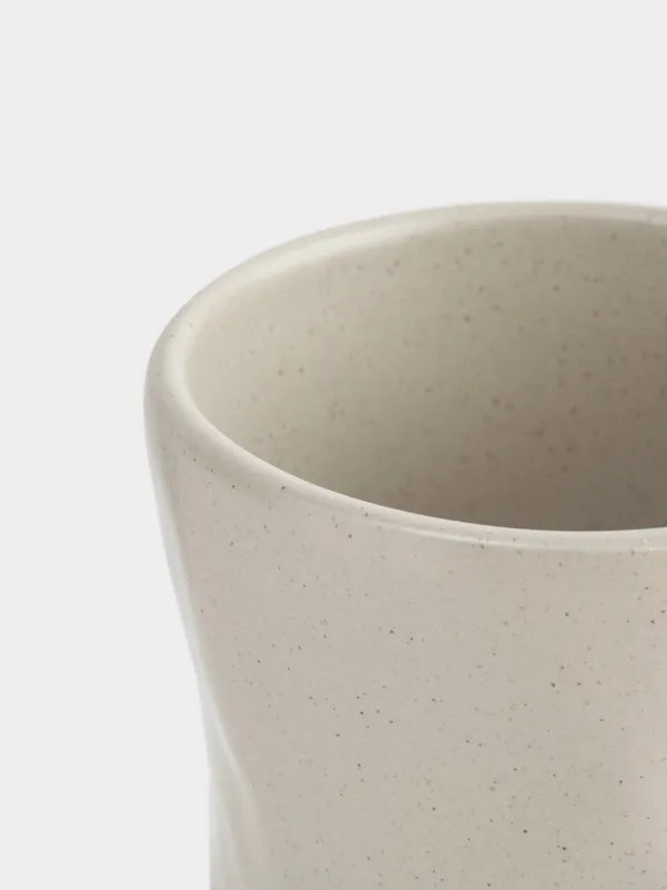 Стакан, 10 см, 320 мл, керамика K, бежевый, Мятый эффект, Crumple creme, image-2