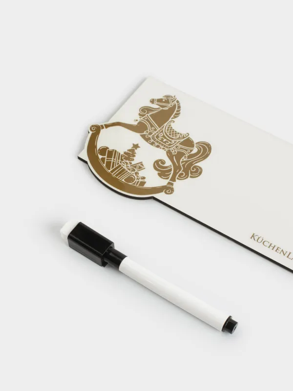 Доска магнитная для записей, 18х12 см, с маркером, пластик, бронзовая, Лошадь, Horse christmas, image-1