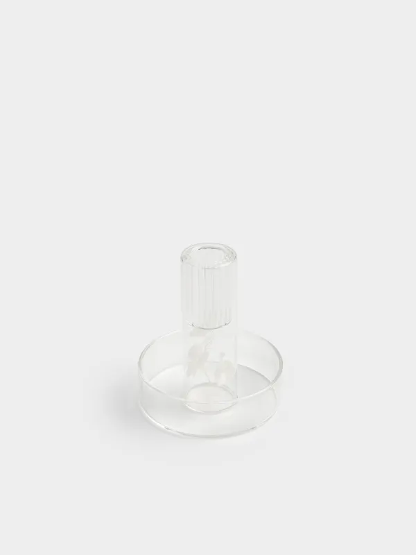 Подсвечник, 8х9 см, для тонкой свечи, на ножке, с сухоцветами, стекло, Decor candle, image-1