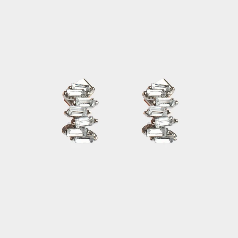 Серьги-пусеты, 1 см, 2 шт, металл/акрил, серебристые, Кристаллы, Jewelry crystal