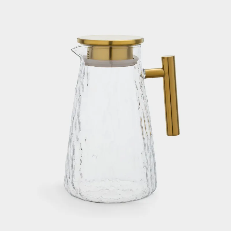 Кувшин, 1,6 л, с крышкой, стекло/металл, золотистый, Glacial gold