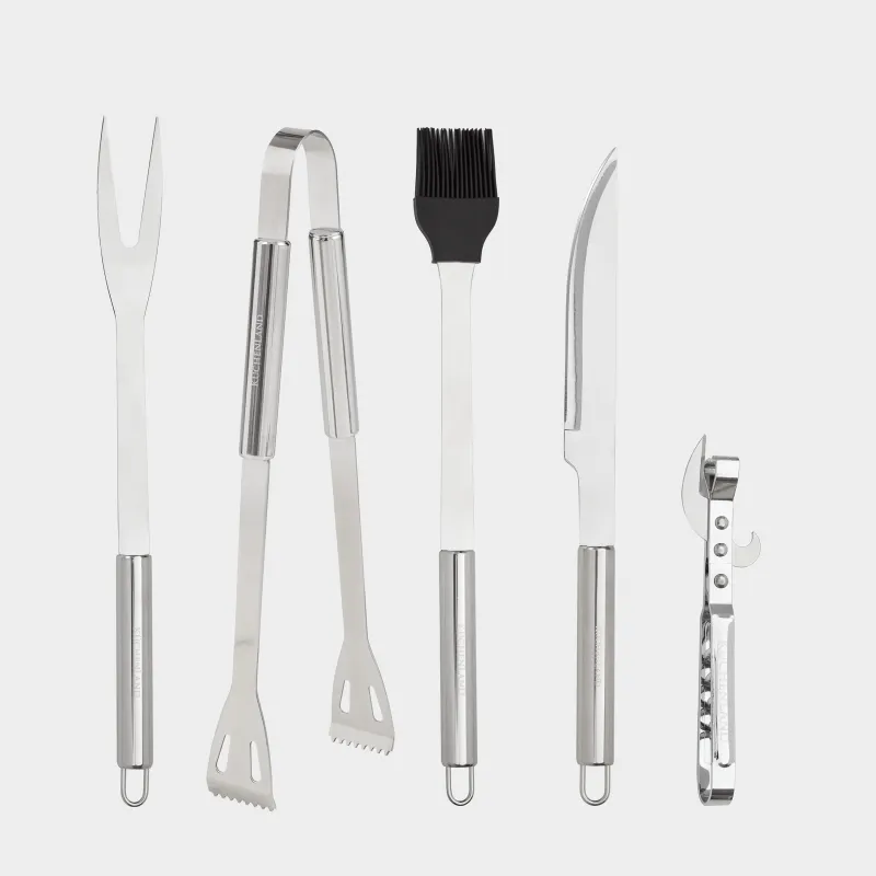 Набор для барбекю, 5 пр, в кожаном кейсе, сталь/силикон/экокожа, BBQ, image-0