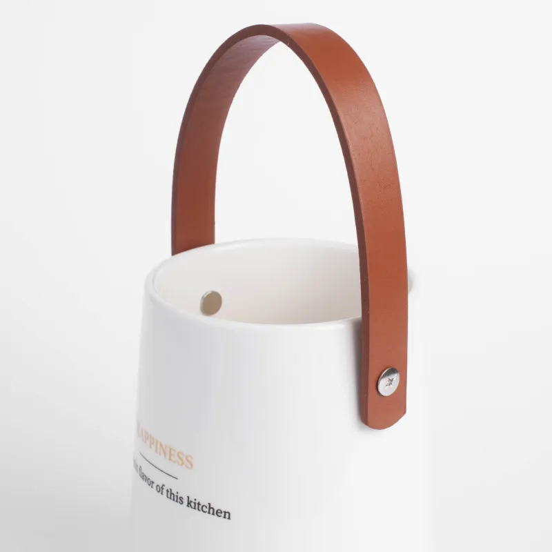 Подставка для кухонных принадлежностей, 14 см, керамика/искусственная кожа, белая, Course, image-3