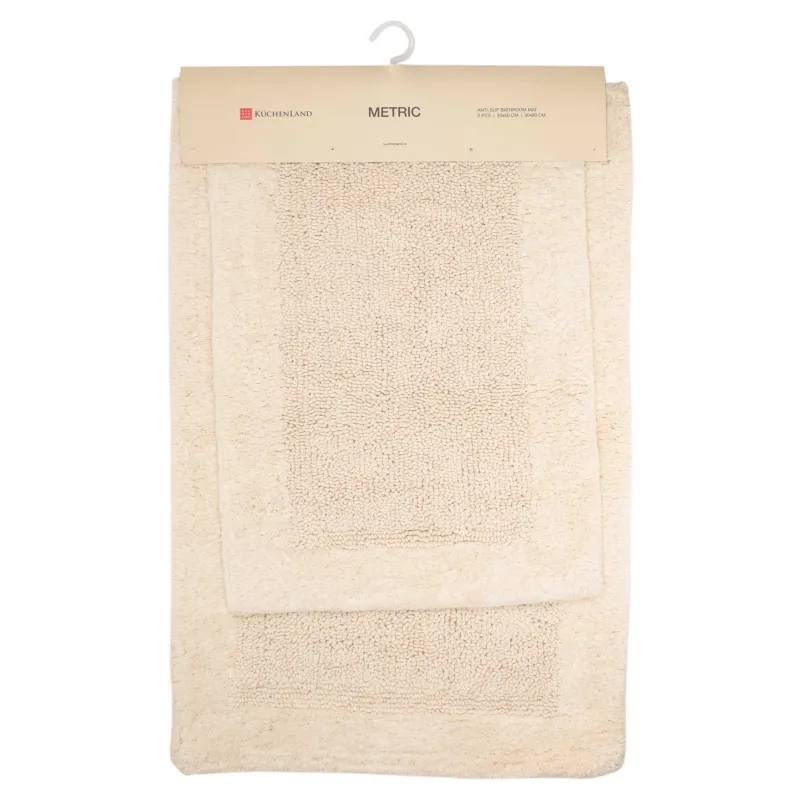 Коврик для ванной комнаты, 40x60/50x80 см, 2 шт, противоскользящий, хлопок, молочный, Metric, image-7