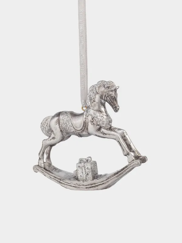 Игрушка елочная, 10 см, полирезин, серебристая, Лошадка-качалка, Figure christmas, image-2