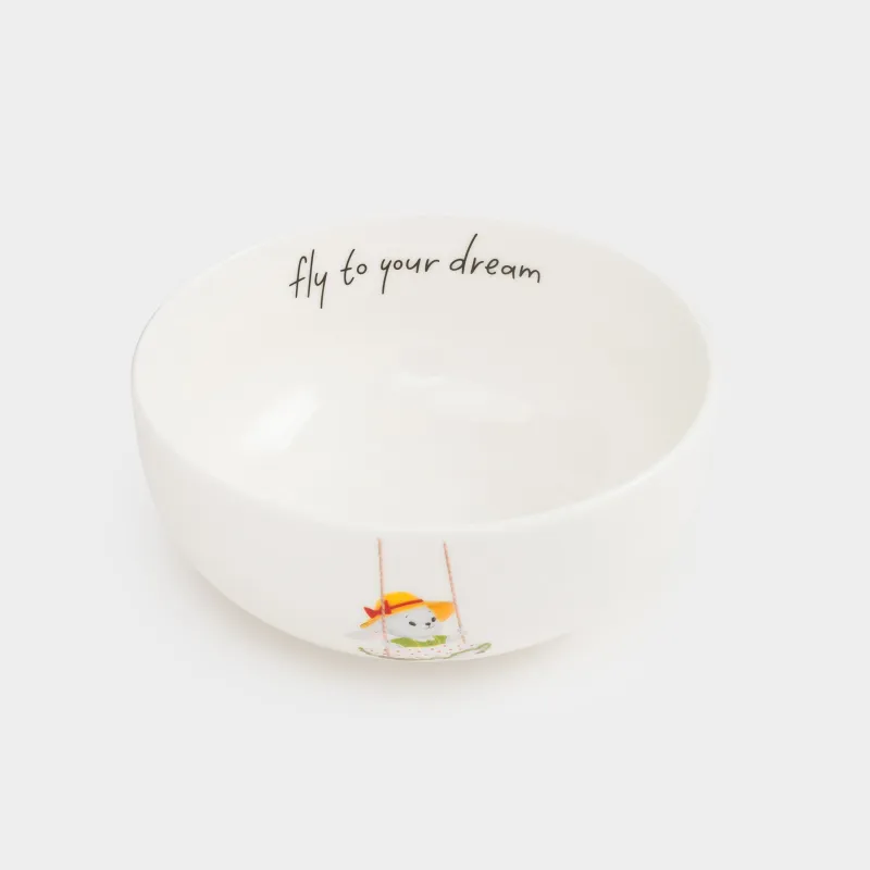 Тарелка суповая, детская, 13х6 см, фарфор N, белая, Крольчиха на качелях, Ideas life, image-1