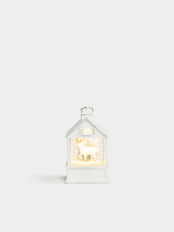 Снежный фонарь, 17 см, с подсветкой, Коза, White style, image-0