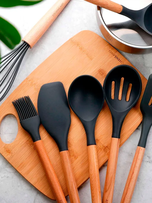 Половник, 30 см, силикон/дерево, серый, Weekend, image-4