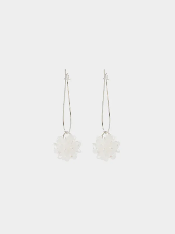 Серьги, 5 см, 2 шт, акрил/металл, серебристые, Цветок, Jewelry, image-0