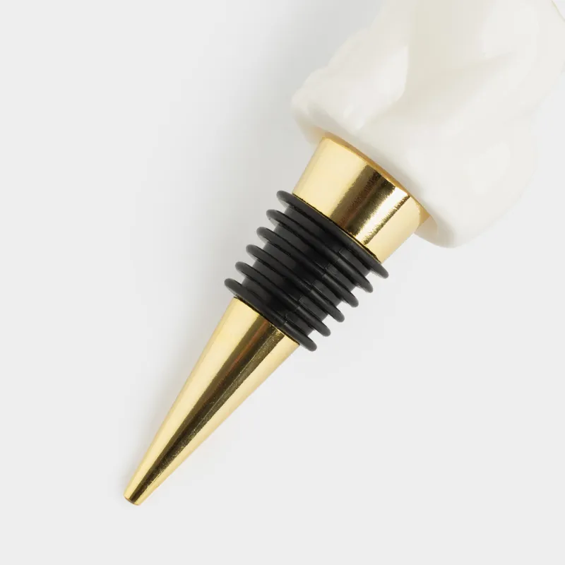 Пробка для винной бутылки, 13 см, сталь/фарфор P, бело-золотистая, Кошка, Cat, image-3