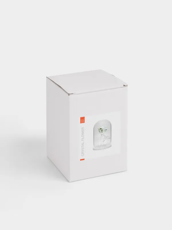 Статуэтка, 13 см, кристальное стекло, Желтая роза в куполе, Crystal flower, image-3