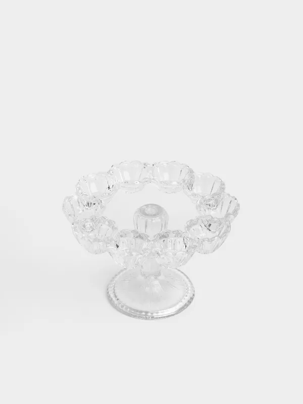 Блюдо пасхальное, 22х14 см, на ножке, 10 отд, стекло Р, Цветок, Clear pattern, image-1