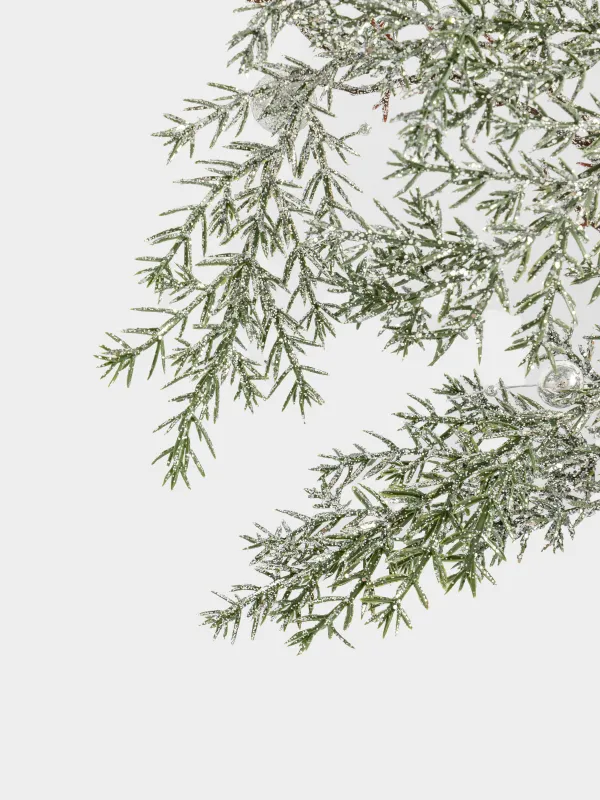 Ветка декоративная, 65 см, пластик, Серебристая ель с лошадками, Conifer silver, image-4