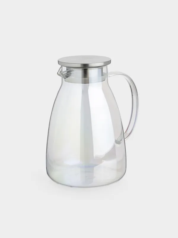 Кувшин, 2 л, с крышкой-фильтром, стекло Б/сталь, перламутр, Floyd polar, image-1