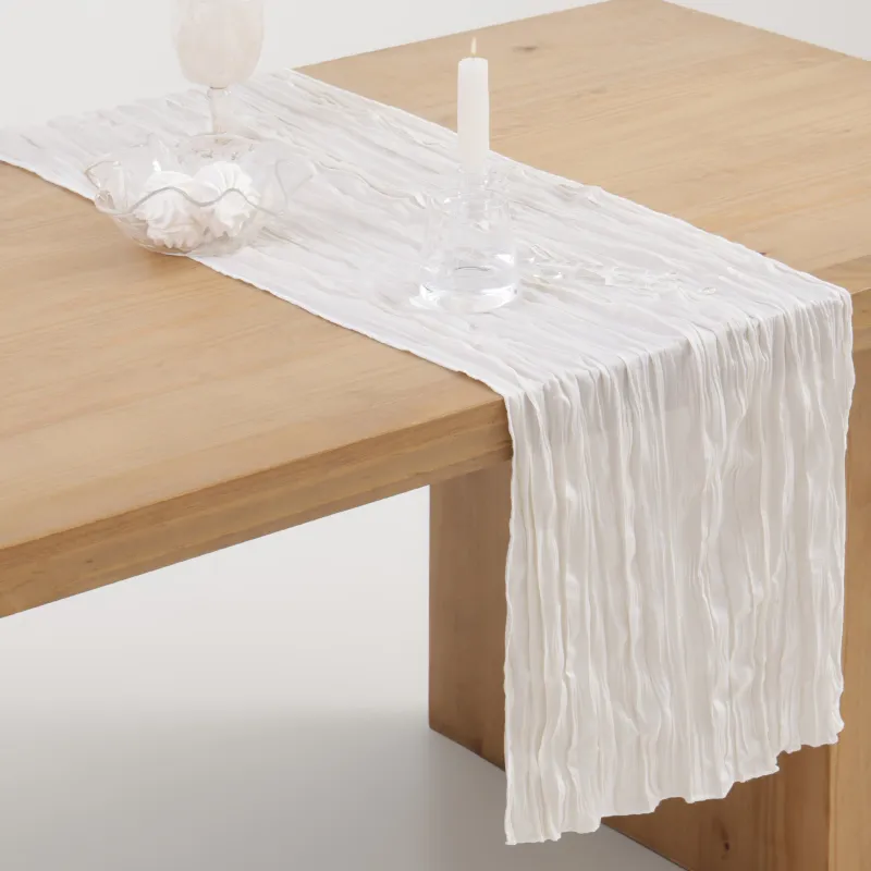 Дорожка настольная, 40х160 см, полиэстер, белая, Мятый эффект, Wavy white