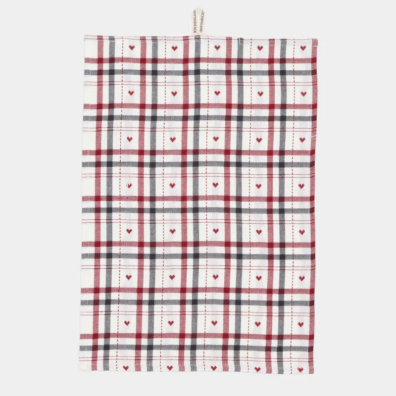 Полотенце кухонное, 40х60 см, хлопок, молочное, Клетка, Hazel heart