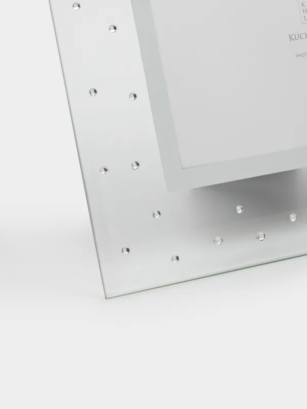 Фоторамка, 23х18 см, стекло, серебристая, Стразы, Glossy, image-2