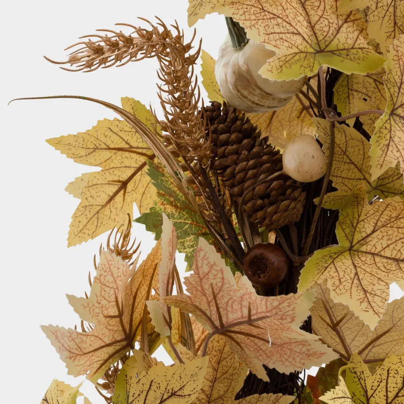 Ветка-гирлянда декоративная, 64 см, полиэстер/пенопласт, Золотистые листья, Golden glow decor, image-1