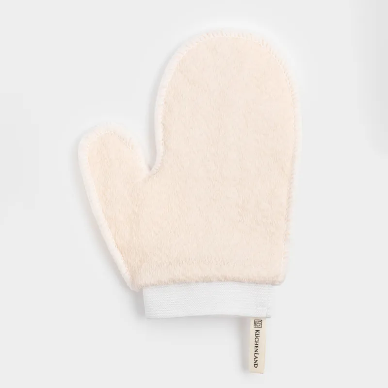 Мочалка-варежка для мытья тела, 21х17 см, отшелушивающая, полиэстер/нейлон, белая, Unique spa