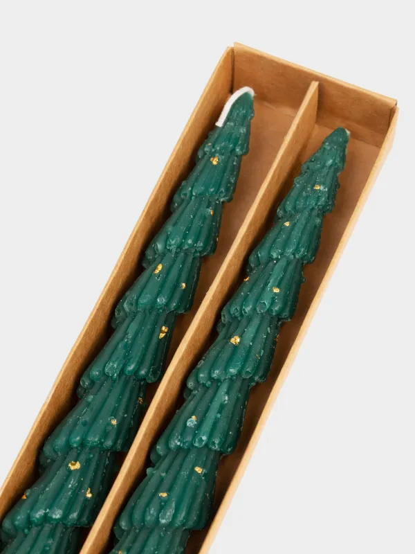 Свеча, 25 см, 2 шт, тонкая, зеленая, Ель, Fir candle, image-3