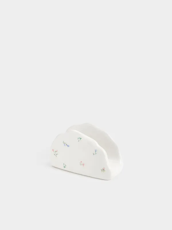Салфетница, 12 см, керамика D, молочная, Нежные цветы, El flora, image-3
