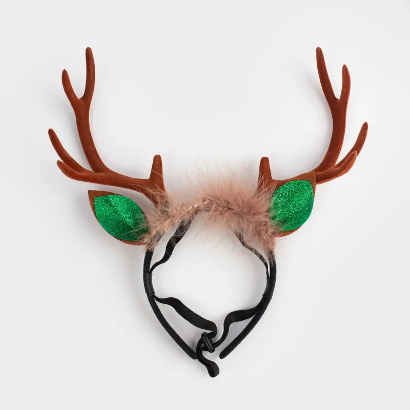 Ободок для животных, 27x28 см, полиэстер/пластик, коричневый, Рожки, Christmas pet