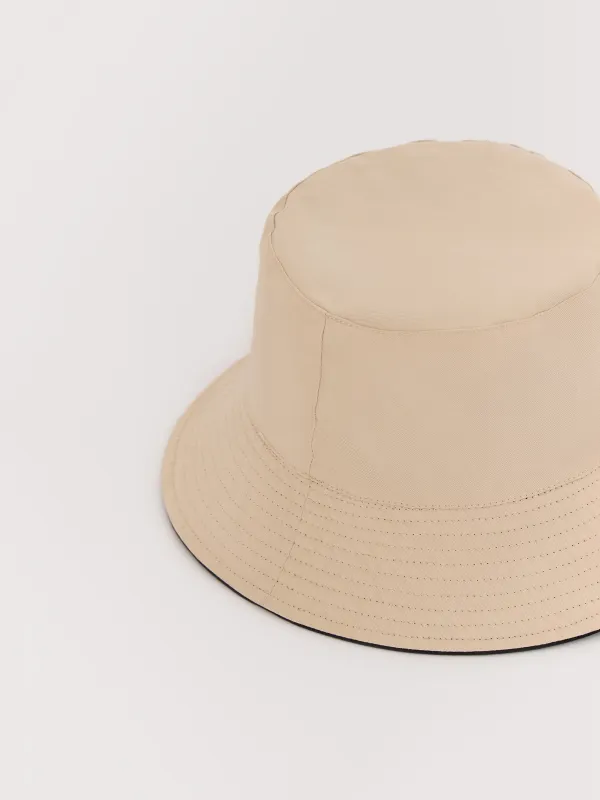 Панама, 57 см, единый размер, двусторонняя, хлопок, черная/молочная, Shore, image-2