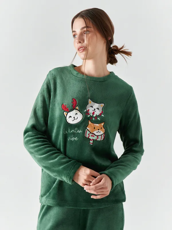 Костюм женский с брюками, зеленый, Amber, image-1