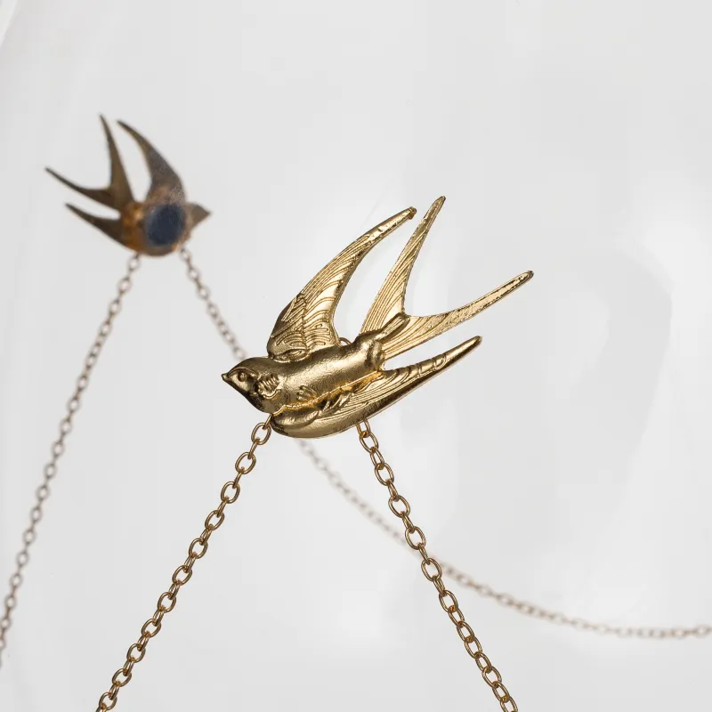 Ваза для цветов, 20 см, с цепочкой, стекло/металл, Птицы, Birds, image-4