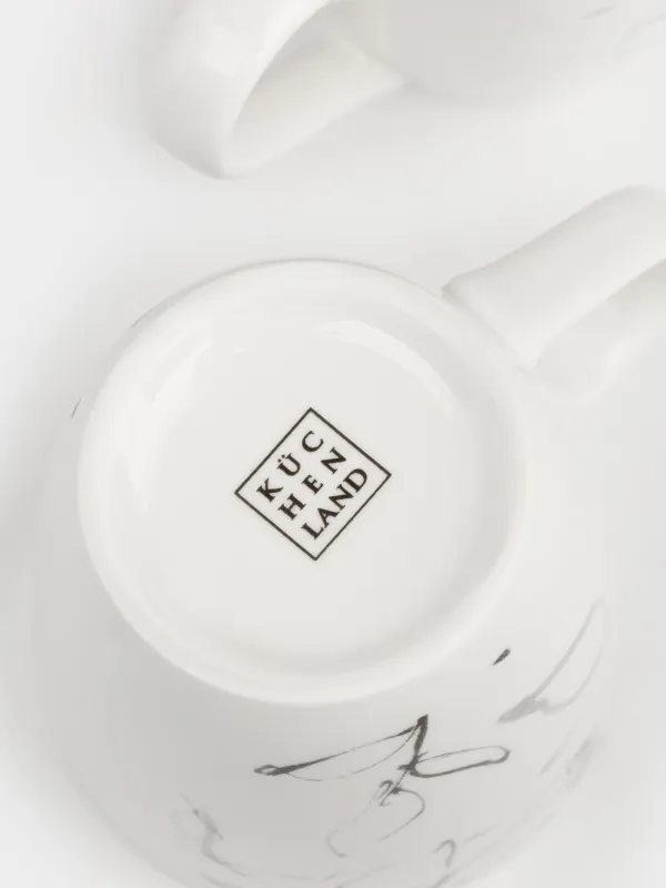 Кружка, 350 мл, 2 шт, фарфор P, белая, Силуэтные цветы, Silhouette flowers, image-5