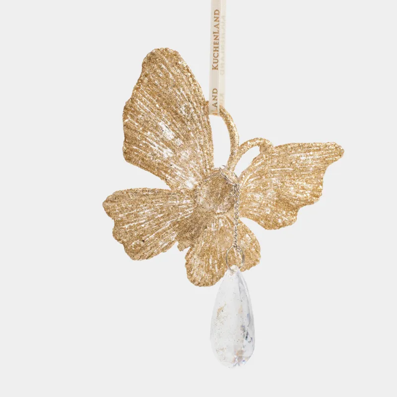 Игрушка елочная, 11 см, пластик, шампань, Бабочка, Butterfly NY, image-2