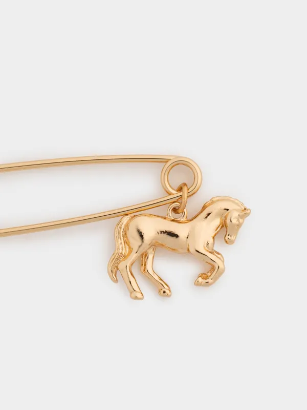 Брошь, 7 см, металл, золотистая, Лошадь, Jewelry horse, image-3