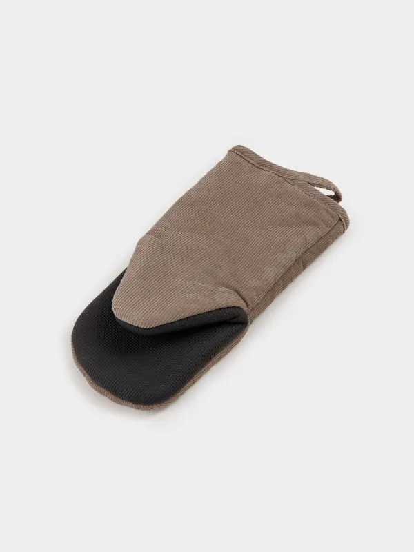 Прихватка-варежка, 14х29 см, в рубчик, вельвет/резина, коричневая, Moire kitchen, image-2