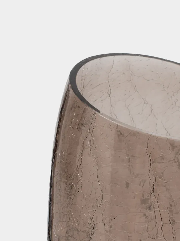Ваза для цветов, 26 см, стекло, коричневая, Кракелюр, Ice, image-5