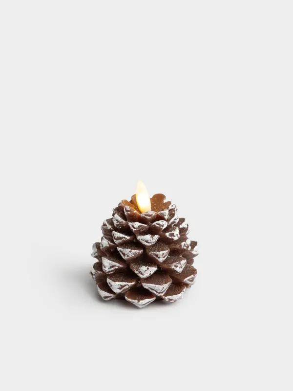 Свеча электрическая, 8х12 см, с блестками, Шишка, Winter delice, image-0