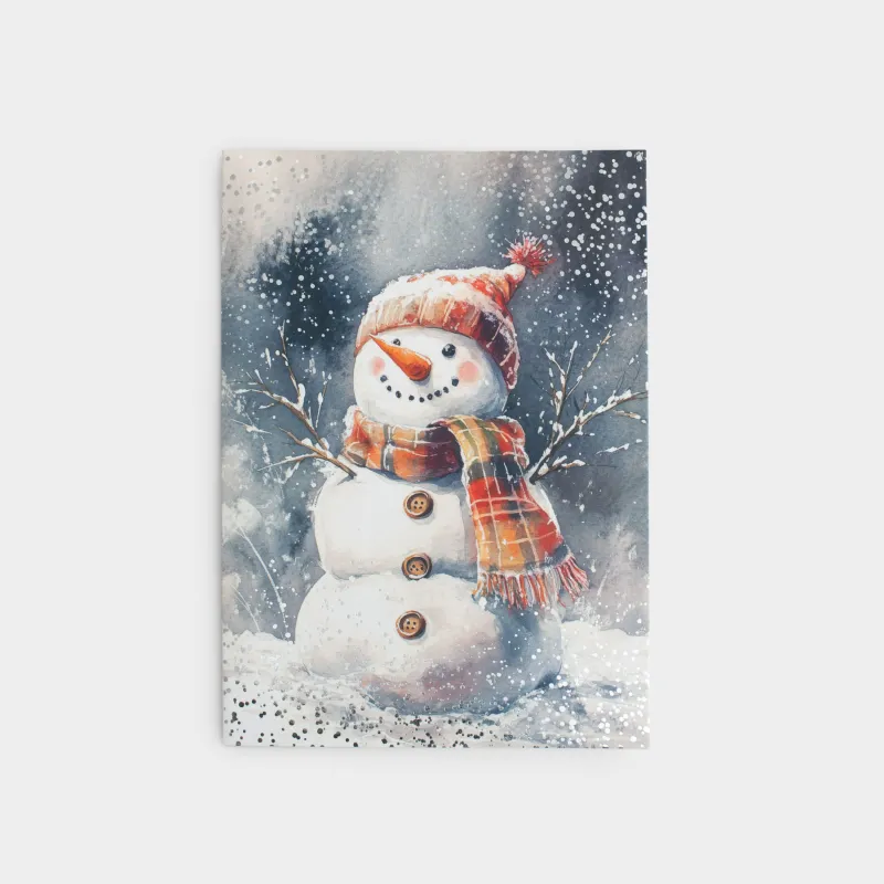 Открытка подарочная, 12х17 см, бумага, серебристая, Снеговик, Snowy