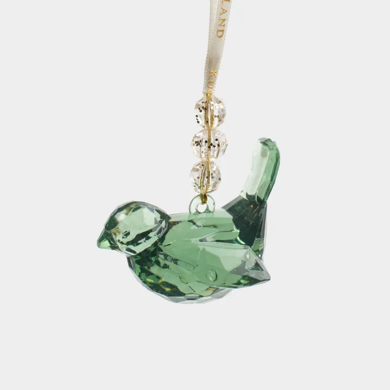 Игрушка елочная, 6 см, акрил, зеленая, Птица, Figure crystal