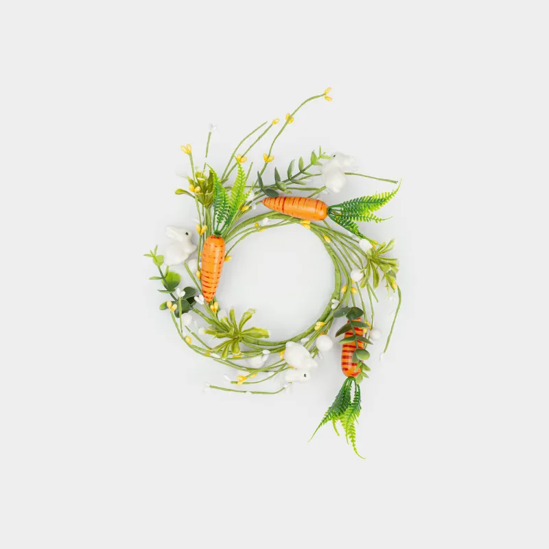 Венок для свечи, 10/20 см, пенопласт/пластик, Кролики и морковка, Natural Easter decor